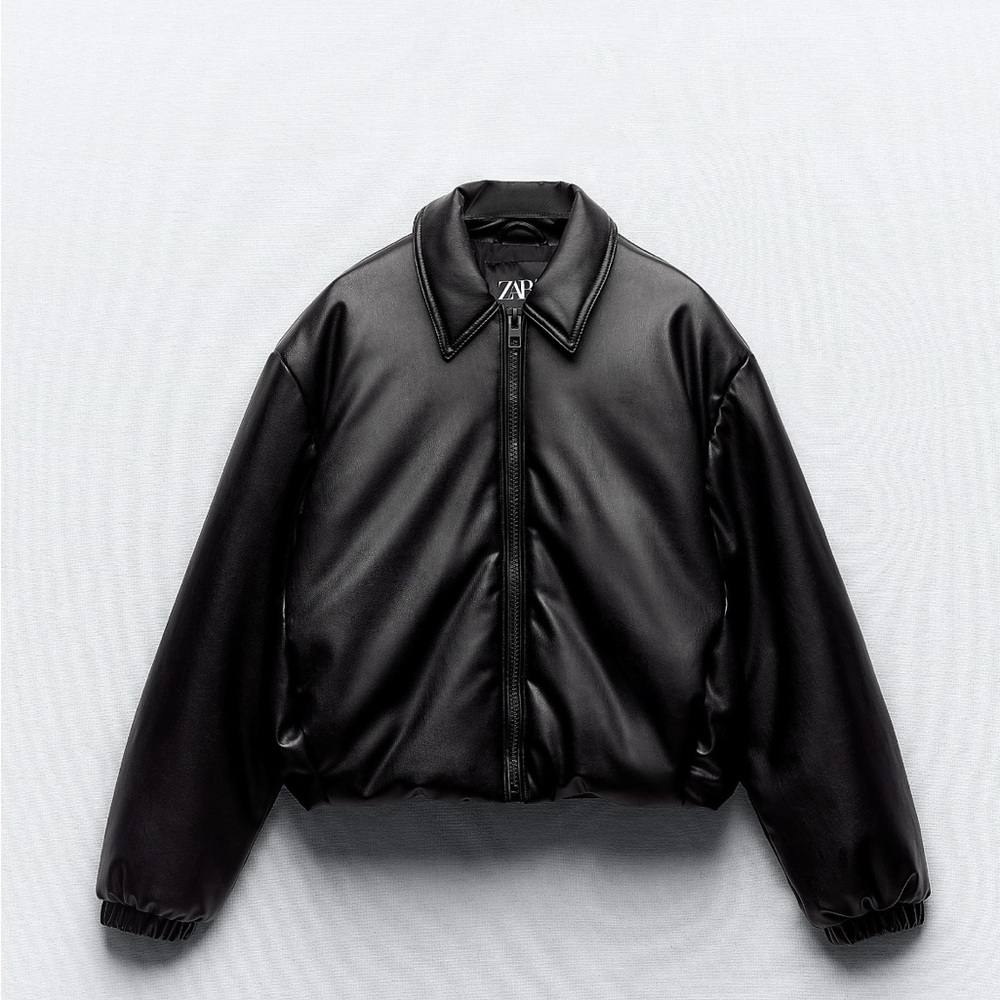 Zara Women's Black vegan leather jacket